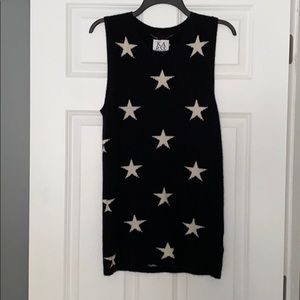 Adorable cashmere black vest with white stars